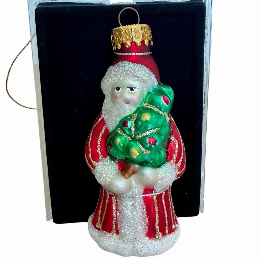 Vintage Radko Style Santa Tree Handcrafted Glass Ornament Hand Painted New BNIB